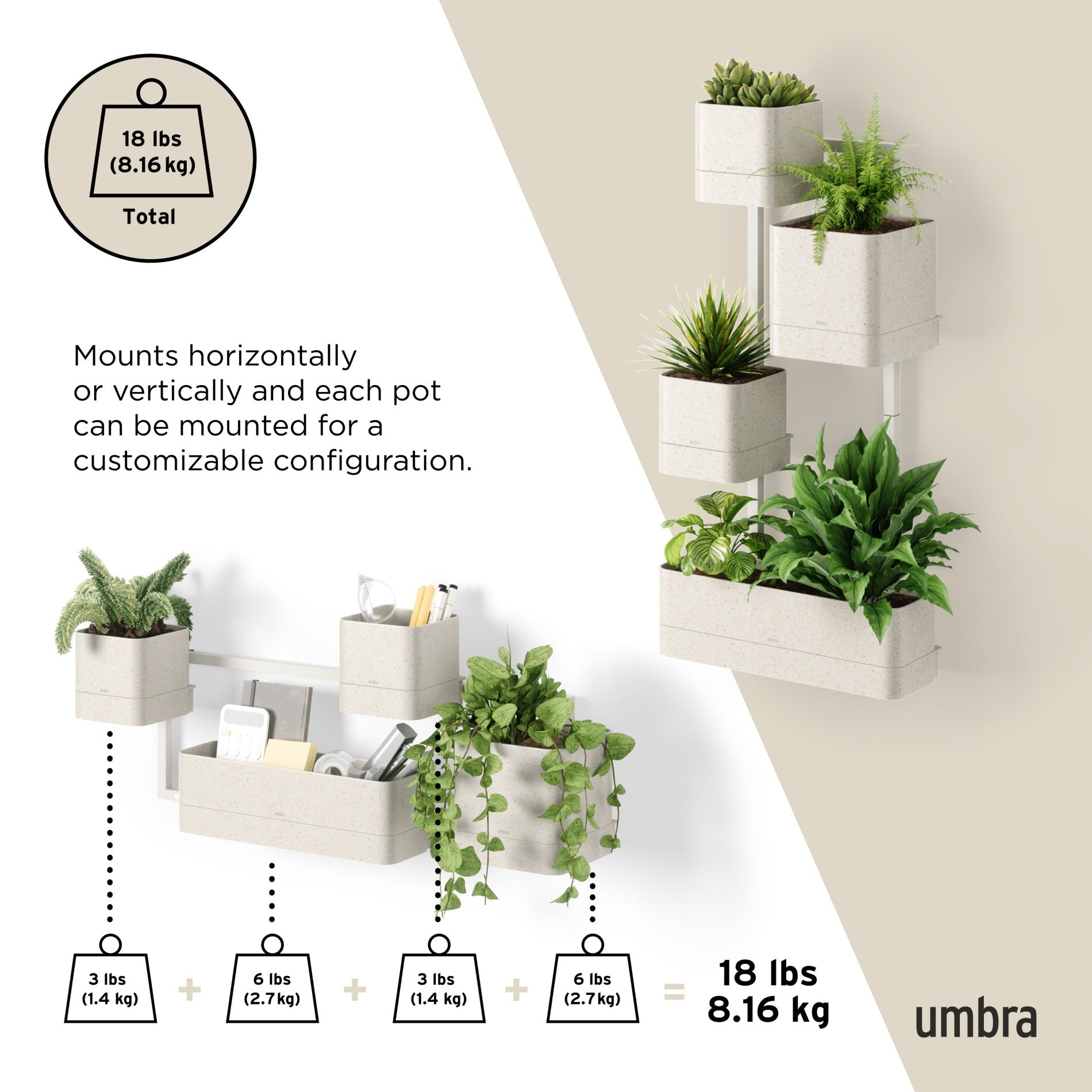 Jardinière murale Cubiko